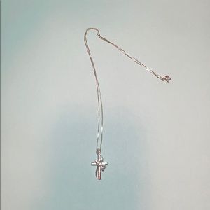 0.5 total carat sterling silver cross necklace